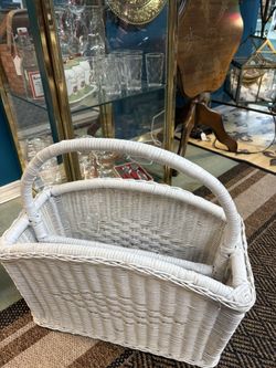 White Wicker Magazine Holder