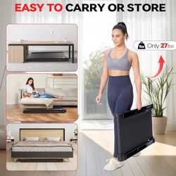 Under Desk Treadmill with APP, 400W Low Noise, Walking Vibration Pad with Remote Control, Portable