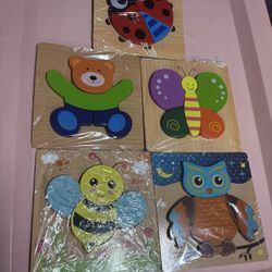 5 Wooden Animal Puzzle Set 
