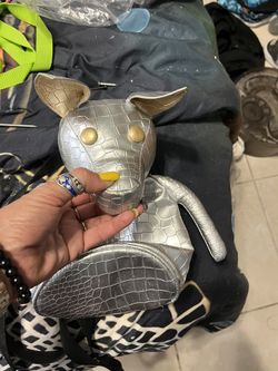 Kendall And Kylie Mini Metallic Silver/gold Dog Backpack 