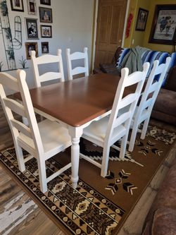 Wood table w/ 5 wood chairs
