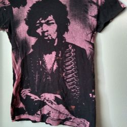 VINTAGE Jimi Hendrix Pink and Black Graphic T-Shirt Size Small
