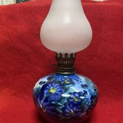 8.5 inches with Glass Handmade Hand painted Imported From Greece Ceramic Oil Lamp 