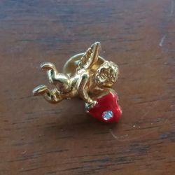 Cherub Lapel Pin Gold Tone 