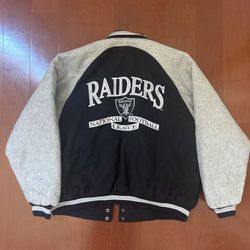 Vintage Raiders Logo Athletic Snap Button Jacket – XL – Black/Gray (Worn) 