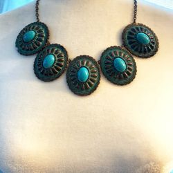 Large Concho Bib Necklace 