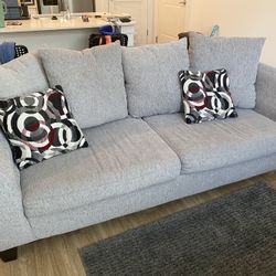 Grey Loveseat Sofa With Pillows 