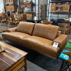 Tan Top Grain Leather Sofa - Columbia