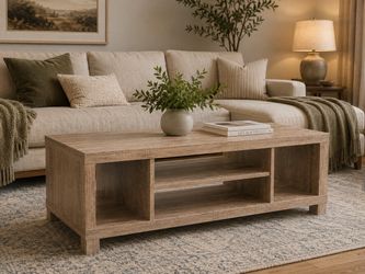 Low Coffee Console Table – Grey Oak Finish