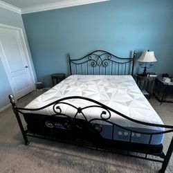 King Size Bed Frame With Like New Mattress