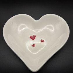 Hallmark Heart-Shaped White Bowl with Red Accents NWT