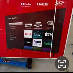 85 Tv $55 Down On Finacing Free Delivery 6 Month Warranty.  85 TCL Smart 4k Hdtv 