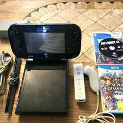 Wii U Gamepad And Console Complete All Cords!!! + 4 Games! Charging Dock 