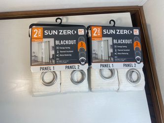 4 Panels Sun Zero Blackout Energy Efficient Grommet Curtains 40"x 84" Arlo White