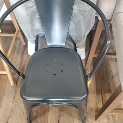 Modern Industrial Grey Finished Metal 4-Piece Dining Chair Set(New)