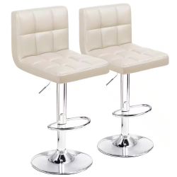 21.7-30 Inch Swivel Bar Stools. 2pcs Adjustable Modern PU Leeeather Swivel Office Chair with Backrest And Large Chassis  