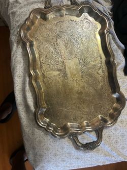 Vintage Silver-Plated Serving Tray with Handles