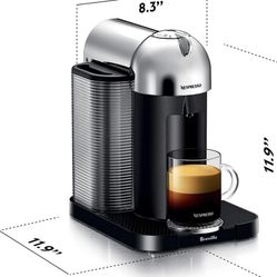 Nespresso Vertuo Coffee and Espresso Machine by Breville,5 Cups, Chrome