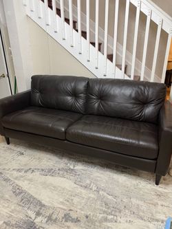Dark Brown Leather Sofa