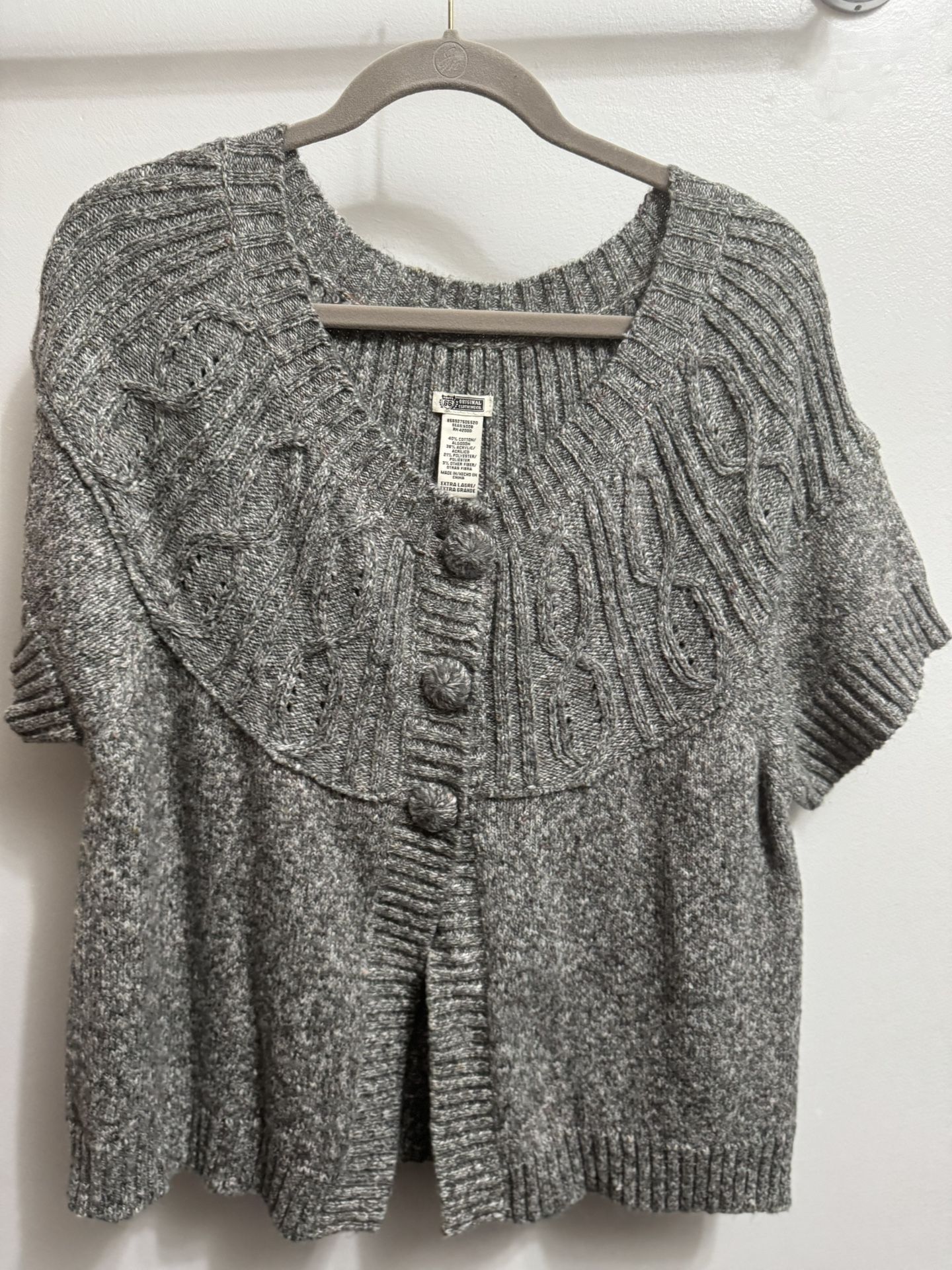 Route 66 Original Co Sweater XL Gray Cardigan Sweater Acrylic Short Sleeve