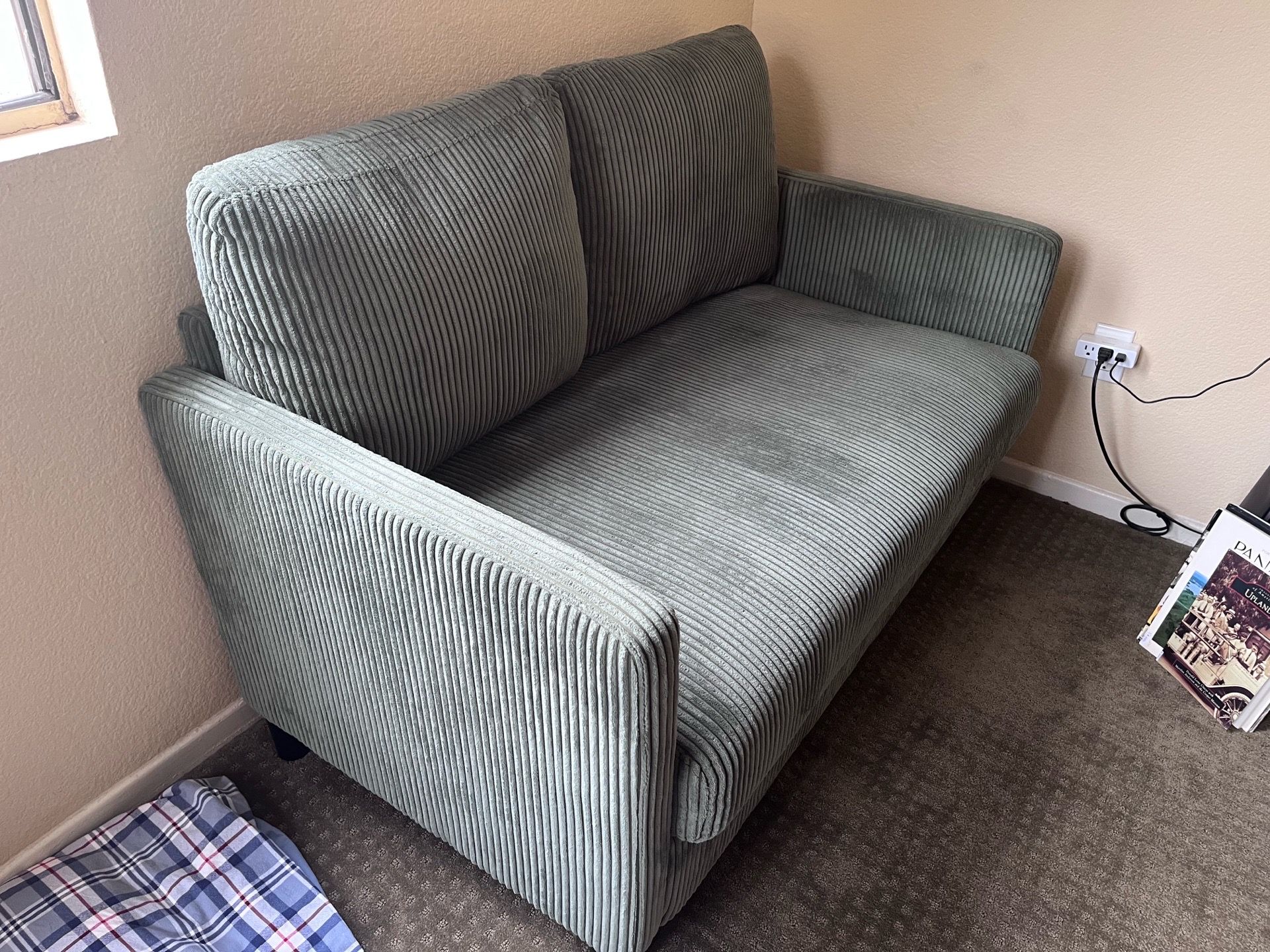Loveseat Small 2 seat 48" corduroy Comfy Sofa Couch with Spring Cushion