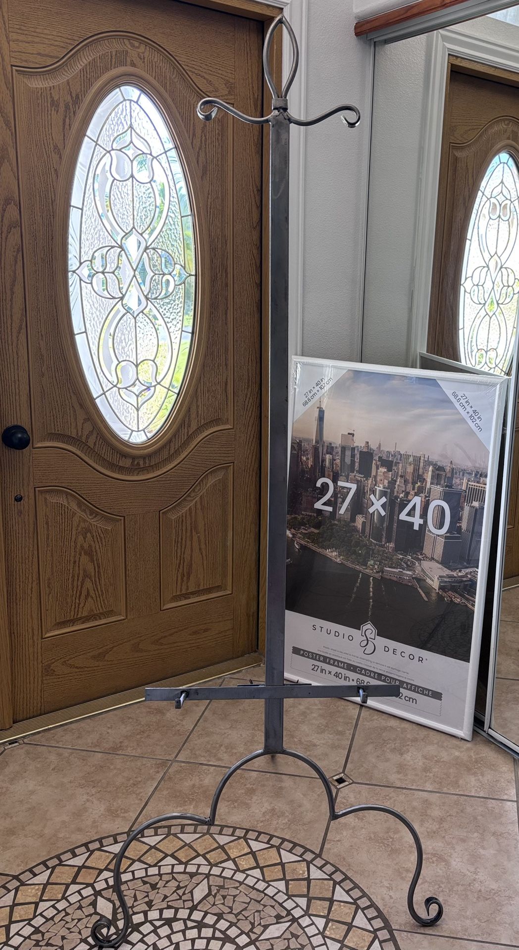 Adjustable Custom Fabricated Brushed Solid Stainless Steel Easel Display Stand, Art, Weddings, Events