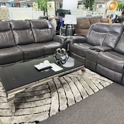 Living Room Furniture Deal🛑Beautiful Grey Reclining Sofa&Loveseat On Sale Limited Time Only $999