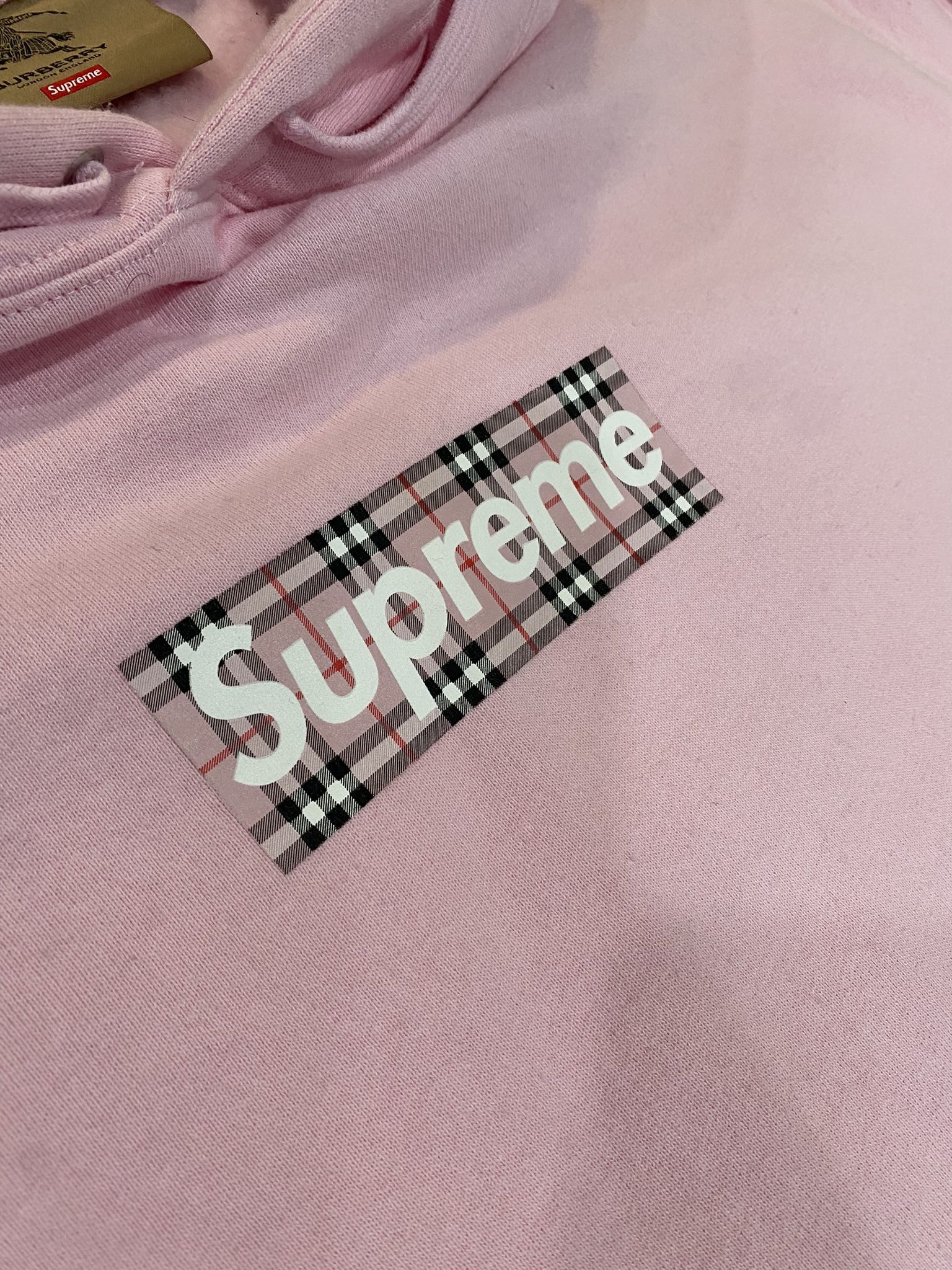Pink box logo hoodie hotsell