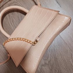 Small Beige - Dusty Rose Crossbody Purse  With Gold Embellishments 