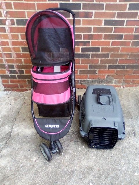 Dog Kennel +Pet Stroller Pink