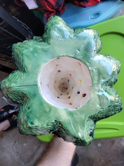 Vintage Creamic Christams Tree Missing Top Star