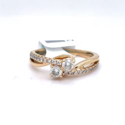 14Kt Yellow Gold Bypass Diamond Ring 3.70g Size 6.5 200186