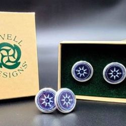 Lovell Designs Blue and Silver Compass Rose Cufflinks