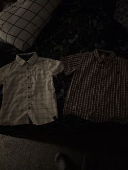 Two size 5 & 6 Boys Short Sleeve Button-Up Shirts