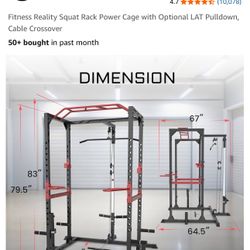 Fitness Reality Squat Rack Power Cage with Optional LAT Pulldown, Cable Crossover