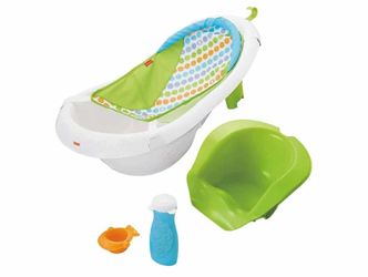 3235: NEW Fisher-Price Baby to Toddler Bath 4-In-1 Sling ‘N Seat Tub with Removable Infant Support and 2 Toys, Green