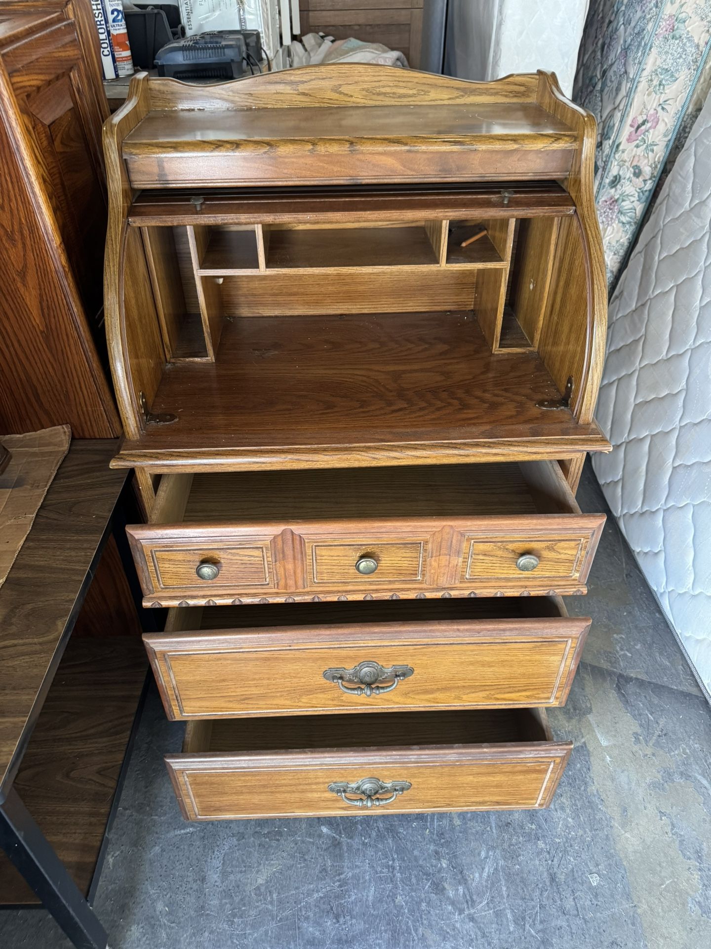 Antique  small roll top secretary desk & dresser  . Excellent condition. Measurement: 20 1/2 deep x 28W x 45 1/2H.