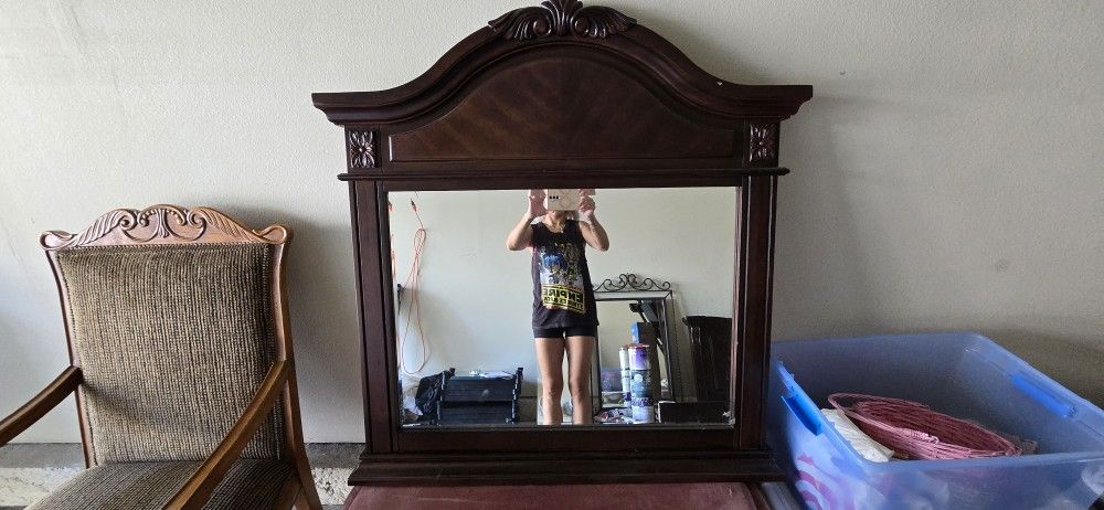 Dresser Mirror Solid Wood Cherry Finish