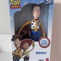 Disney Toy Story Sheriff Woody Doll Poseable w/Hat Mattel 30th Anniversary, New 