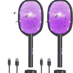 2 Pack Electric Fly Swatter 2 in 1 Bug Zapper Racket & Mosquito Zapper,