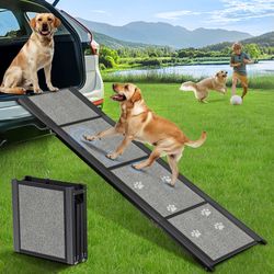 Dog Ramp for Car, 71" Extra Long Folding Pet Stair Ramp with Non-Slip Surface for Medium & Large Dogs Up to 250LBS, Outdoor Dog Car Ramp for SUVs, and