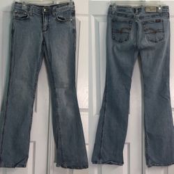 Vtg/Y2K Miss Vigoss Distressed Embroidered Pocket Bootcut Jeans Jrs 5-6 EUC
