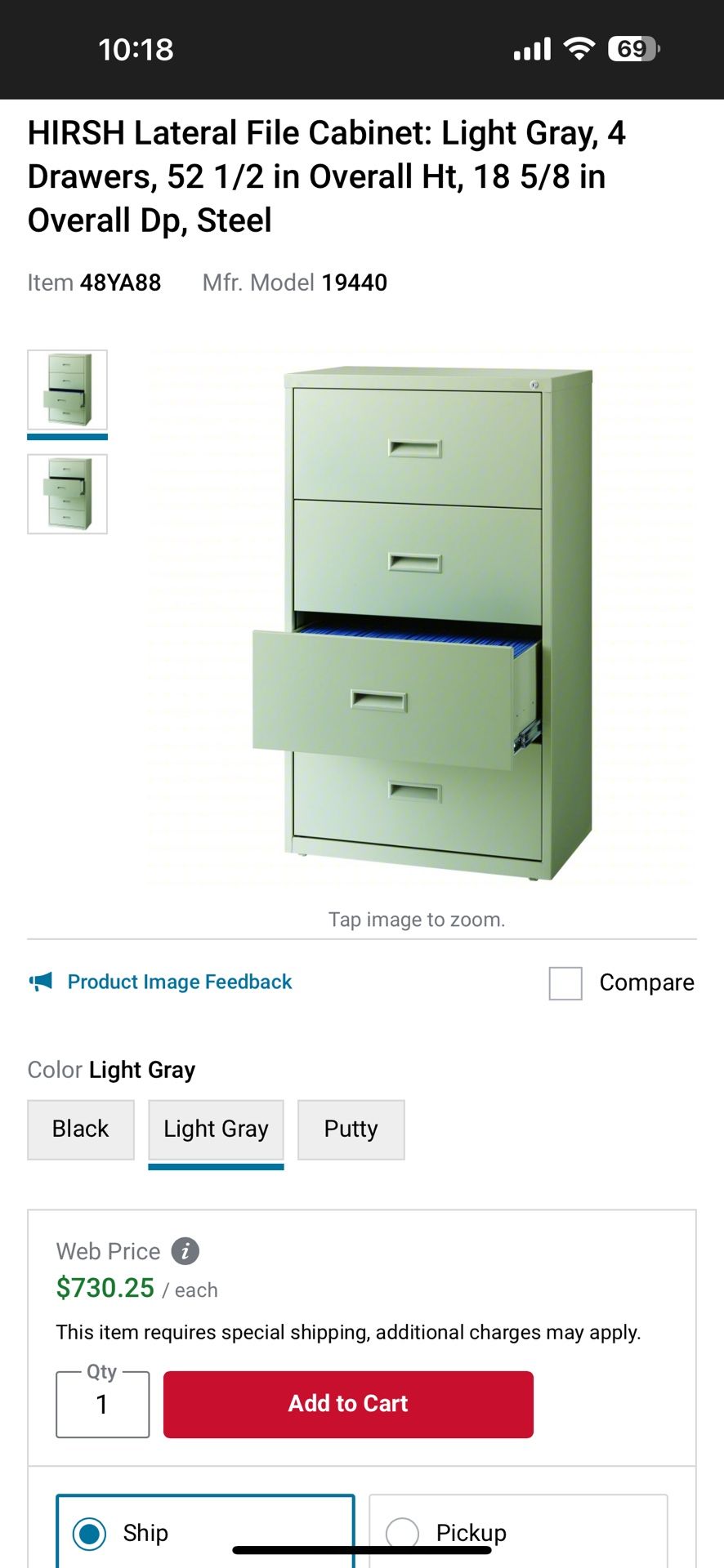 HON Lateral File Cabinet with Drawer: Light Gray, 4 Drawers