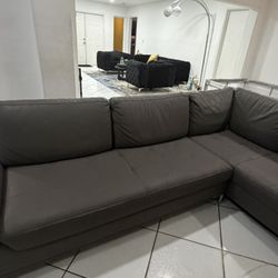 Beautiful Grey Gray Leather Sofa Couches L Shape Sectional Modern Contemporary 
