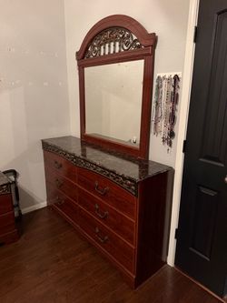 Cherry Wood Dresser with Mirror