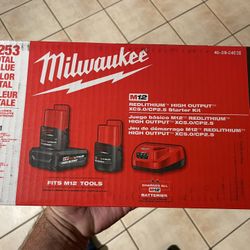 Milwaukee 12v high output 5 ah and 2.5 ah battery snd charger new $150 
