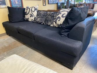 French Navy Blue 3-Seat Sofa