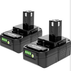 2 Packs 18V 3.0Ah Battery Replacement for Ryobi 18V Lithium Batteries