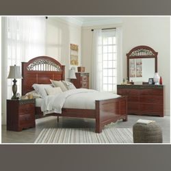 Queen Cherry Wood  marble, topping.Bedroom Set