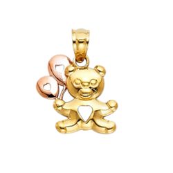 Mini Pendant Charm Tri-colors 14k. Bear